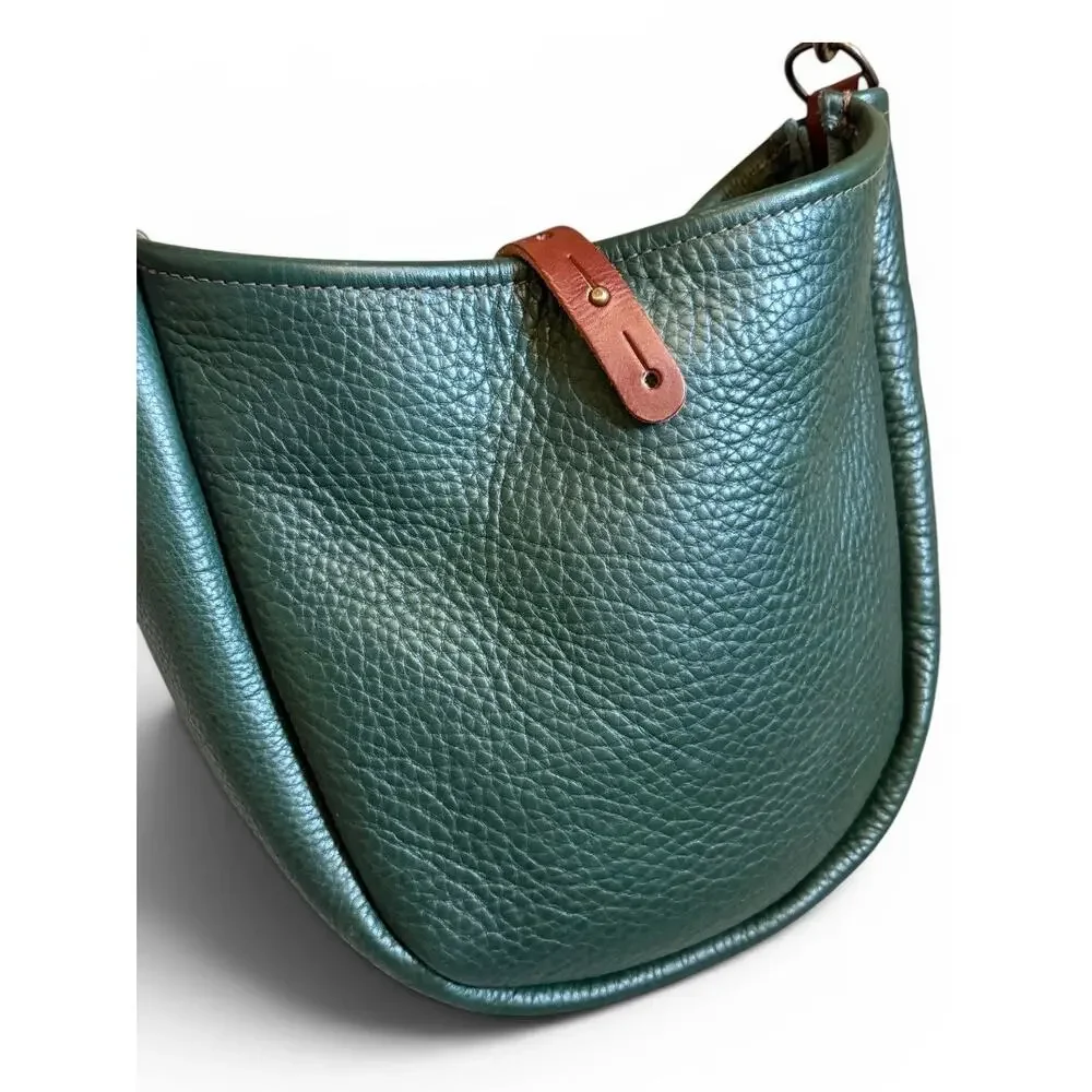 Go Forth Goods Celeste Leather Hobo Crossbody Shoulder Bag Forest Green Saddle